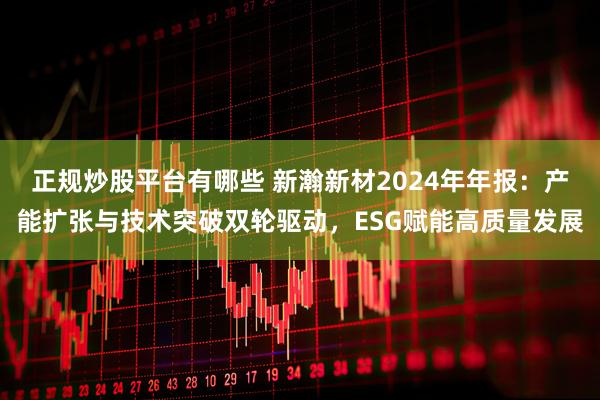正规炒股平台有哪些 新瀚新材2024年年报：产能扩张与技术突破双轮驱动，ESG赋能高质量发展